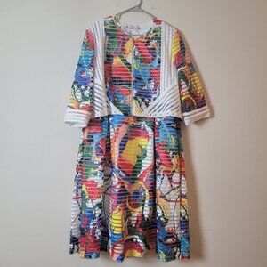 Rose Collection Dress & Jacket Womens 18 white Bright pop mesh A-line midi RC192